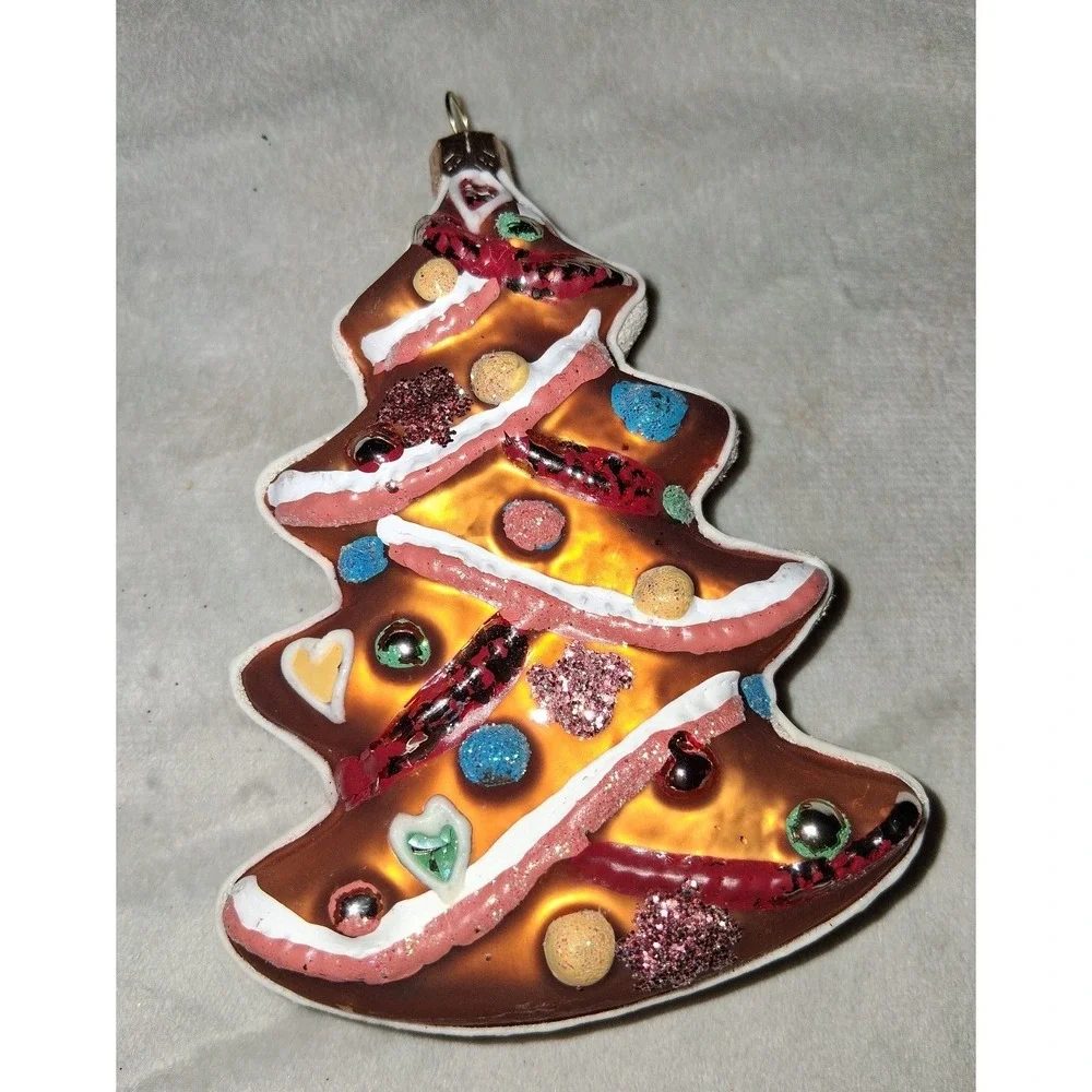 Poland Blown Glass Gingerbread Candy Christmas Tree Ornament 4.25